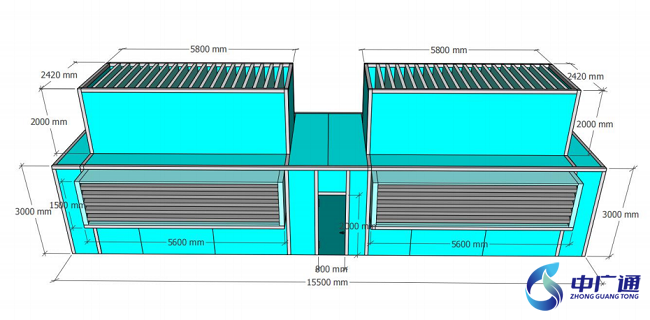 風(fēng)冷熱泵機(jī)組隔聲罩-正視圖